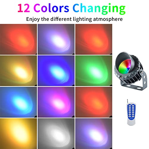 Rsn Led Outdoor Spotlight 18W Rgb Color Changing Led Landscape Lights Cob Led Spotlights Waterproof Garden Lights With Remote Controller For Tree,Flag,Wall,Lawn #TOP3