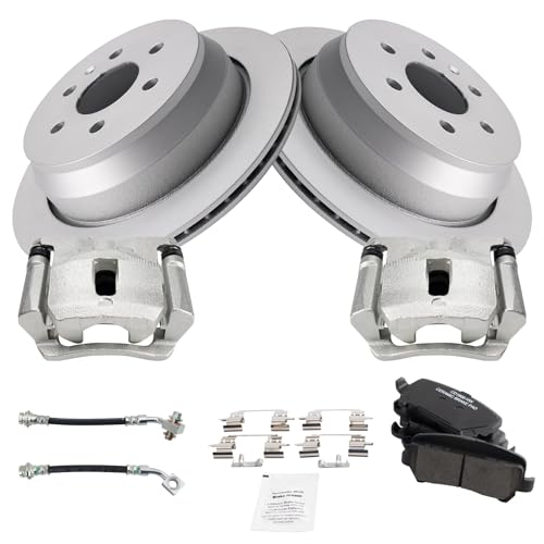 Image of TRQ Rear Brake Pad & Rotor Kit Ceramic Premium G-Coated Compatible with 2015-2019 Chevrolet Colorado GMC Canyon