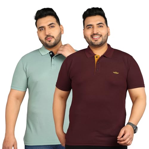 Image of INKKR Plus Size Men's Regular Fit Solid Polo Tshirt