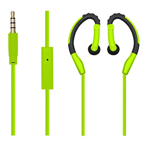 BESIGN SP01 Wired Sweat Proof Earphones, 3.5mm Stereo Sports Running Earbuds, Headsets, Headphones With Mic and Remote Control for Smartphones, Tablets, Mp3 Players (Green)