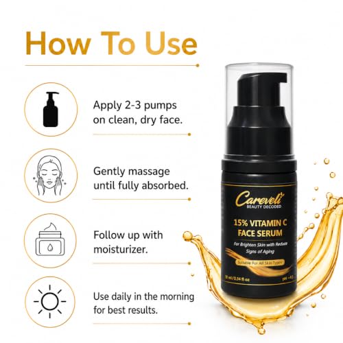 Image of 15% Vitamin C Face Serum with 5% Niacinamide, 1% Hyaluronic Acid, 0.5% Ferulic Acid & 0.1% Vitamin E | Face Serum for Glowing Skin, Dark Spots Appearance, Uneven Skin Tone & Hydration | Lightweight & Non-Sticky (10 ml)