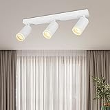 BOYIR Focos LED Interior Techo con 3 Focos GU10, Lámpara de Techo Ajustables y Giratorios, Blanco Apliques Techo Interior Moderno para Salon Dormitorio Cocina Pasillos, Sin Bombilla GU10