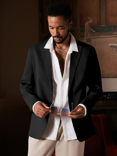 MAGE MALE Men's One Button Suit Jacket Elegant Solid Color Blazers Slim Fit Lightweight Sport Coats Blazer3