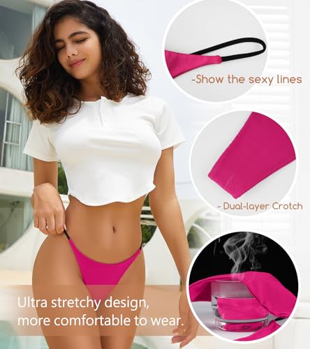Image of chahoo Sexy Underwear for Women Thong Low Rise G-String Panties 5-Pack Low Waist T Back String Underpants Gift for Women