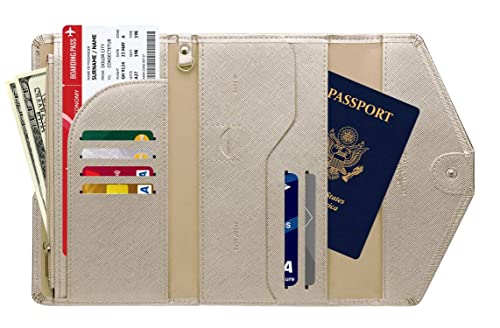 Zoppen Rfid Passport Holder With Vaccine Card Slot, Passport Wallet Travel Essentials Document Organizer, Passport And Vaccine Card Holder Combo, Passport Cover Rfid Travel Wallet Womens, Ver.4 Gold #TOP1