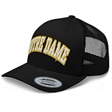 RIVEMUG NG Notre Dame Embroidered Curved Bill Trucker Hat Mid Crown Adjustable Snapback City Cap Black