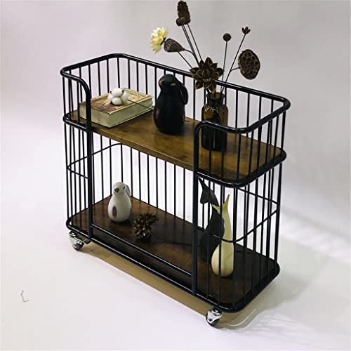 MEVZHH Mesa de Téqueña Mesa de Té Móvil de Madera Mesa de Téqueña Carrito de Té de Bebida de Dos Capas
