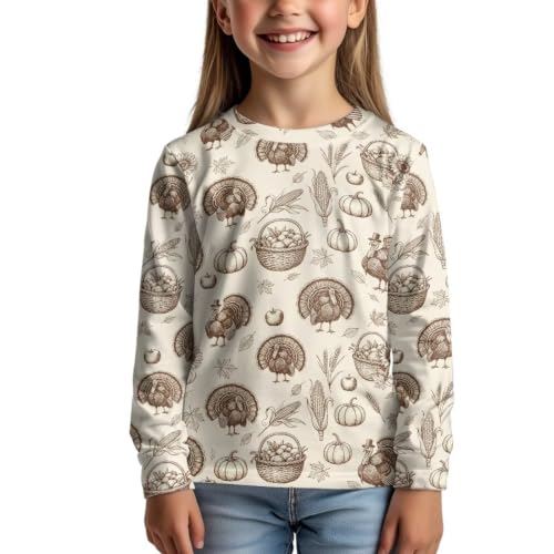 Image of Girls Long Sleeve Shirts Casual Crewneck Soft T-shirts for Girls 3-16 Years Old