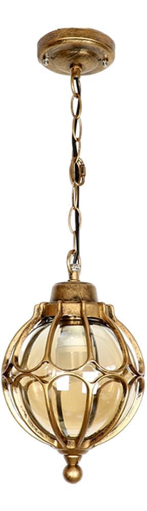 Outdoor Round Pendant Lights for Porch Waterproof Exterior Outside Chandelier Antique Bronze Hanging Lantern Vintage Glass Black Ceiling Lighting for Farmhouse Patio Entryway Front Door 156(Gold,22c