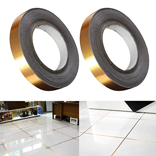 Baoblaze 2-pack Autoadesivo Adesivos De Telha Adesivos Fita 5mmx50m Folha De Ouro Impermeável