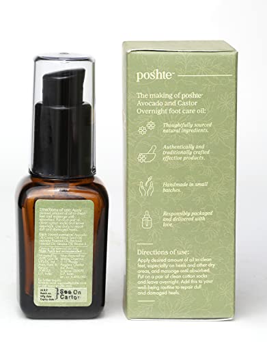 Image of Avocado and Castor Overnight Foot Care Oil for Rough, Dry and Repair Dull, Cracked Heels For Men & Women (30 Ml Golden) Pack of 2