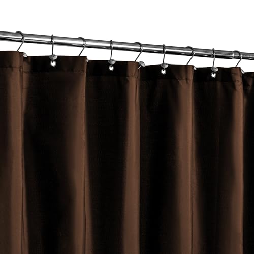 Image of N&Y HOME Fabric Shower Curtain or Liner with Magnets, Brown | Hotel Quality, Machine Washable, Water Repellent, Standard Size