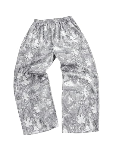 GORGLITTER Men's Camo Baggy Sweatpants Wide Leg Camouflage Elastic Waist Track Pants with Pockets for Streetwear