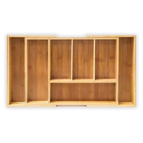 Relaxdays Extendable Bamboo Cutlery Tray Cover