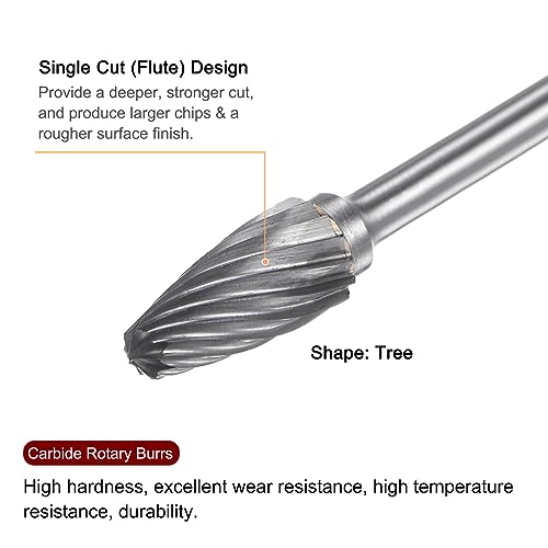 Juego de 10 Fresas Carburo HARFINGTON 1/8" Shank 1/4" Cabeza Forma Árbol miniatura 4