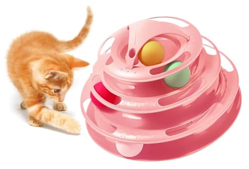 Brinquedo Interativo Gatos Corre Corre Torre De Bolinhas (Rosa 4 Bolinhas)