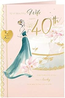 Clintons: Woman On Cake Wife 40th Birthday Card, 40th Milestone Birthday Greetings Card, 260x175mm 1140182 multi