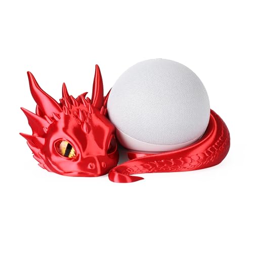 Dragon Ständer für Echo Dot 4. / 5. Generation, 3D-gedruckter Smart-Lautsprecherhalter und exquisite Desktop-Dekoration (rot)