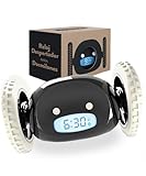 CLOCKY Reloj Despertador Potente Ruidoso Sonido Muy Fuerte para Dormilones Sordos Sueño Profundo Adultos Niños Dormitorio, Despertador Digital Inteligente con Ruedas Se Mueve, Regalo Divertido (Negro)
