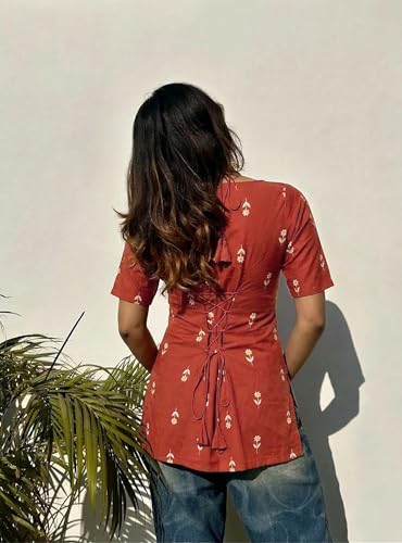 Image of ANNI Designer Short Kurti for Women Viscose Blend Printed Ethnic Tunic | Stylish Kurti Tops with Jeans Styling | Casual Office Wear | Trendy Indian Fashion for Woman