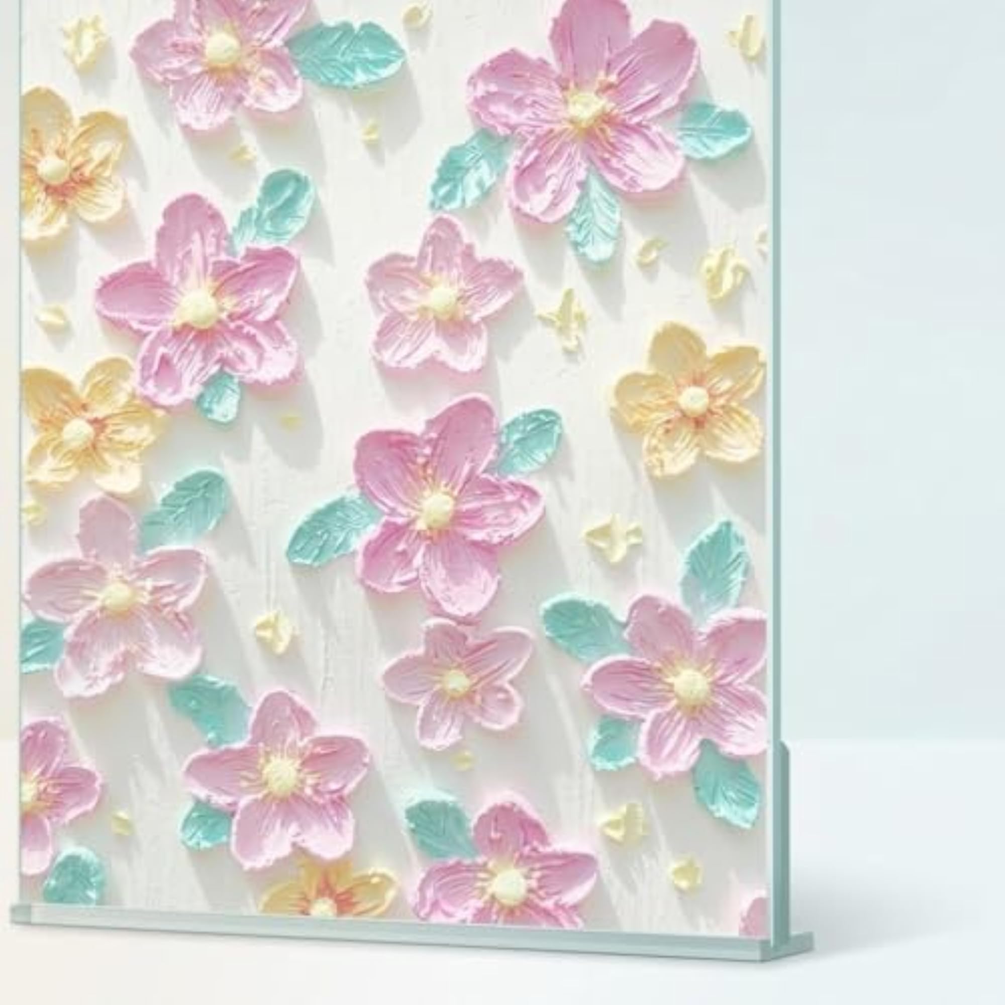 Window Film Privacy for Home Office, Oil Painting Style Flower Pattern