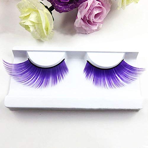 Alluring Synthetick Mink Lashes Reusable Strip False Eyelashes Hand-Made Cat-Eye, Fun Color Lashes - Purple #TOP18