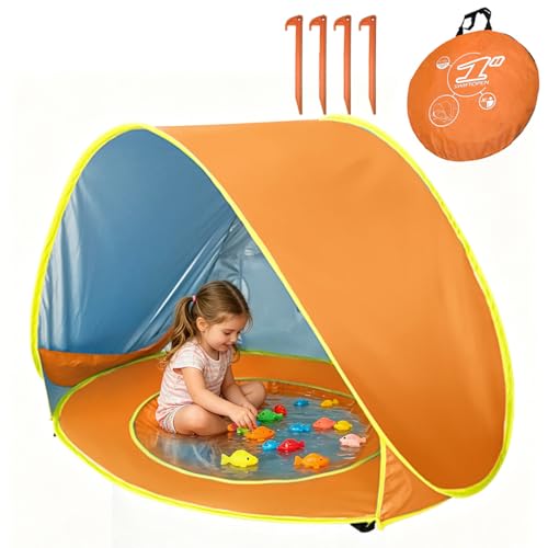 Nzkeuf Tente de Plage Bébé Pop Up, Tente Anti UV Bébé avec Mini Piscine Séparable, Portable pour Enfants pour Plage, Camping, Jardin, Sac de Rangement...