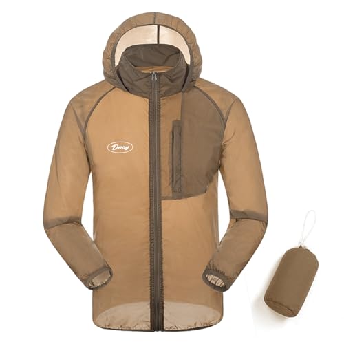 CGLRybO Cycling Running Jacket Lightweight Packable Windproof & Sun-Protective Windbreaker for Bike, Hiking, Outdoor Work & Travel Breathable Outdoor Coat (UK, Alpha, L, Regular, Regular, brown)