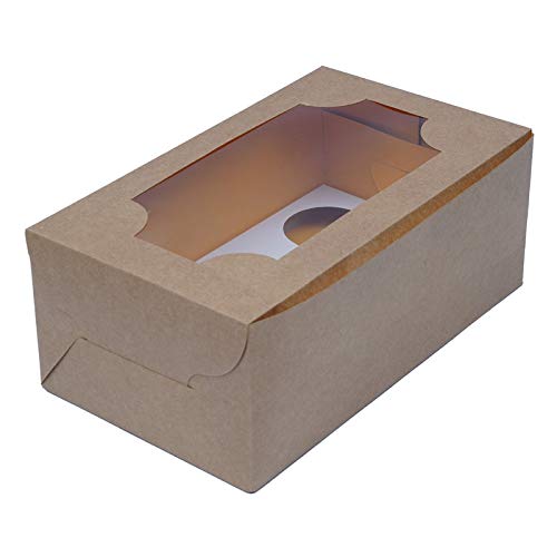 Yellow 6 Cupcake Box | Made of Paper | With window on the lid | With Cupcake Holder inside | Pack of 20