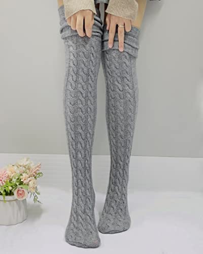Women's Knit Thigh High Socks Extra Long Fall Winter Leg Warmers Over Knee High Boot Socks3