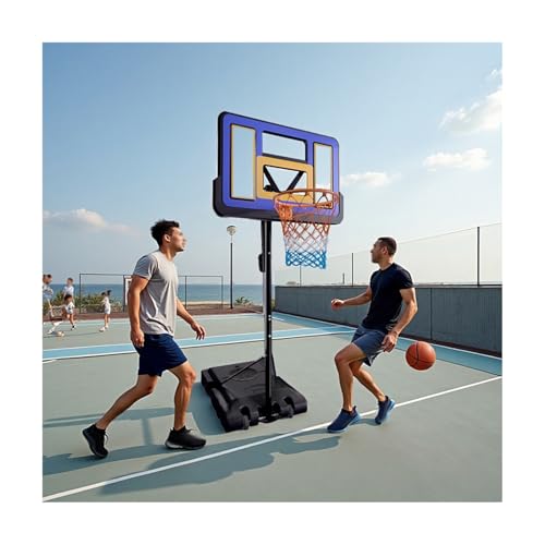 Aro De Baloncesto Portátil con Tablero Trasero De 43', Estante De Baloncesto De Altura Ajustable, para Adolescentes Y Adultos En El Patio Trasero