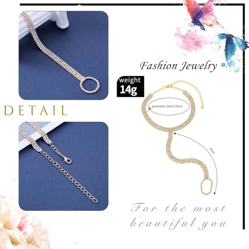 Wendalern Boho Tennis Knöchel Armband Strass Tennis Kette Zehenring Fußkettchen 3 Reihe Kristall Kette Fußkettchen Diamant Cz Barfuß Sandalen Fußkette Strand Hochzeit Schmuck Für Frauen Mädchen