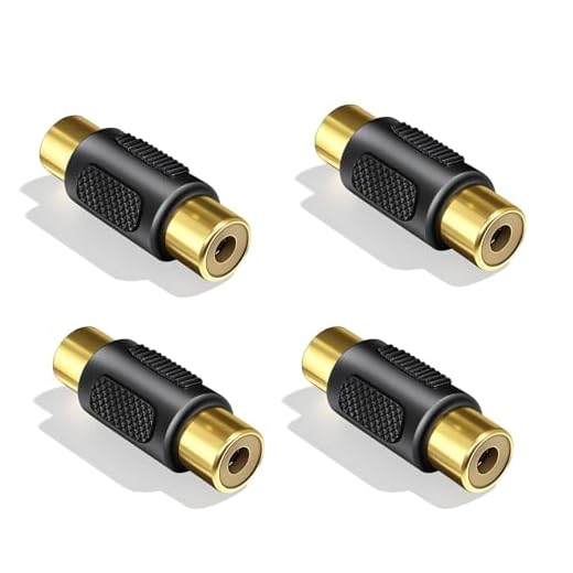 4Pack RCA Female to RCA Female Coupler –Gold-Plated Audio Connectors Compatible with Phono, Speaker, Audio Cable, Amplifier