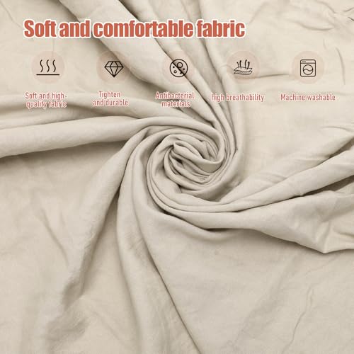 Falda de cama estilo redondo beige de alta sastrería Ruffled Solid de 140x200 cm 3