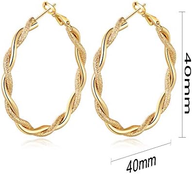 Yumay-Twisted Rope Extra Large Gold Hoop Earrings 9ct Gold Filled Creole for Girls or Womens(40mm)