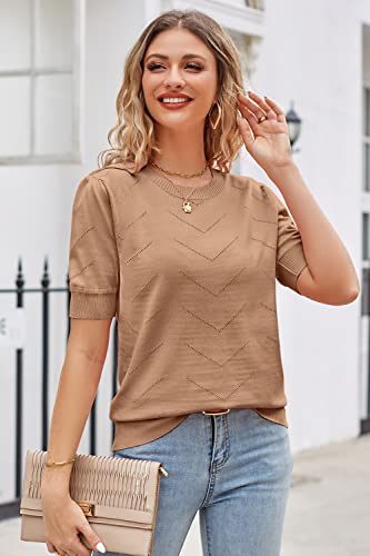 Image of Newshows Women's Sweater Short Sleeve Summer Fall Casual Business Shirts