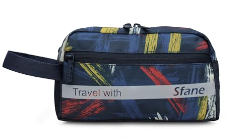 Image of Polyester Toiletry Bag for Men & Women Makeup Pouch, Travel Essentials Travel Organizer Travel Pouch for Men for Travel Kit for Toiletries, Wash Bag - Blue (Blue)