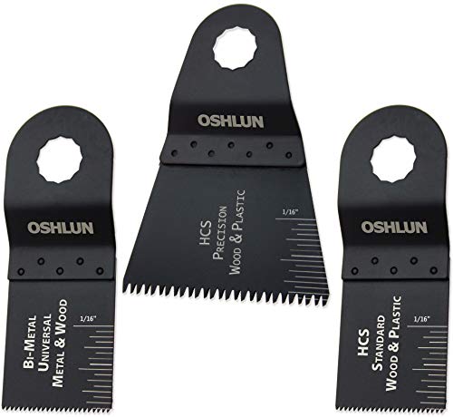 Oshlun MMR-9903 Oscillating Tool Blade Combo for Rockwell or Worx SoniCrafter Hex, 3-Pack