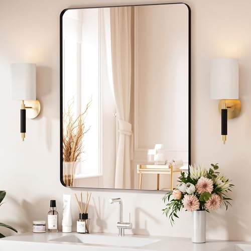Black Bathroom Mirror 28X36 Inch Bathroom Vanity Mirror for Wall,
