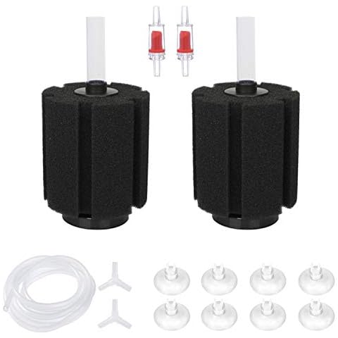 ALEGI Aquarium Sponge Filter for 20 Gallon Fish Tank, Betta, Nano, Shrimp, Fry, Biochemical Filter with Airline Tubing, Check Valves, Suction Cups Cover