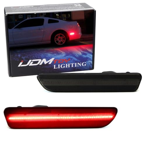 iJDMTOY Smoked Lens Red Full LED Rear Side Marker Light Kit Compatible With 2005-09 Ford Mustang, Powered by 54-SMD LED, Replace OEM Back Sidemarker Lamps
