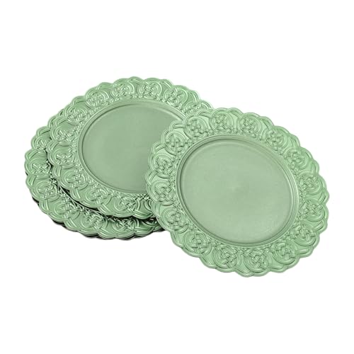 Set de 100 Platos Cargadores Redondos 13 Pulgadas Verde Floral miniatura 3
