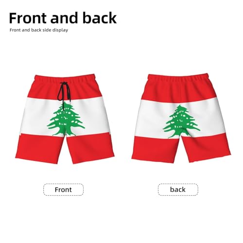Flag of Lebanon Youth Beach Pants, Soft and Breathable, with Drawstring Waist, Suitable for Sports and Leisure.2