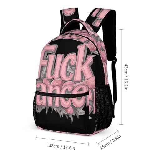 Fuck Cancer Brain Tumor Backpack Shoulder Bags Lunch Bag Pencil Case Box 3 Set Daypack Cute2