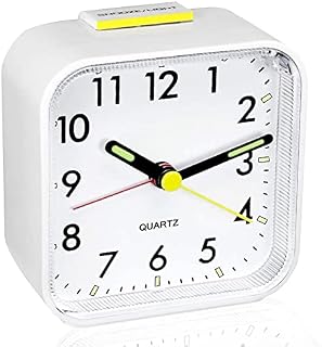 Carreuty Silent Alarm Clock for Bedrooms, Non Ticking Battery Alarm Clocks Luminous Night light Clock Easy to Set for Snooze Display Bedroom Office Home-White[Energy Class One AA battery]