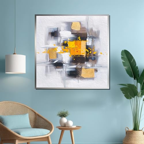 Toile imprimée géométrique abstraite art mural moderne cubiste 55x55 - 3