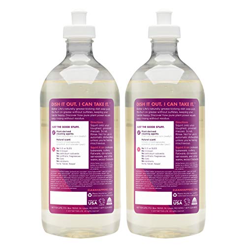 Image of Better Life Dish Soap - Liquid Dishwashing Soap with Vitamin E and Aloe for Home & Kitchen Sink - No Gloves Required Kitchen Soap for Sensitive Skin - 22oz (Pack of 2) Currant and Citrus