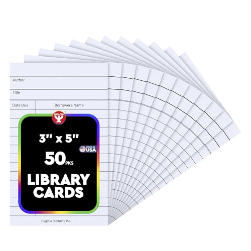Hygloss Library Checkout Cards for Traditional Book Pockets and Classroom Organization - Vintage Style White Due Date Tracking, 3x5 Inch, 50 Pack