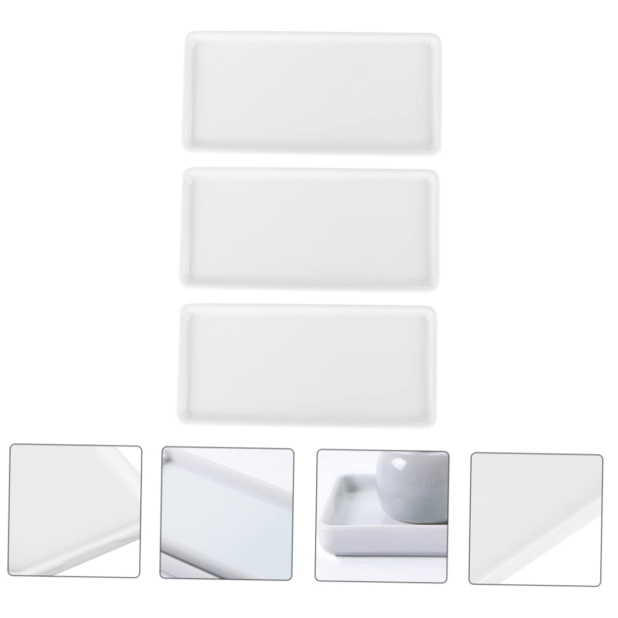 3Pcs Nordic Ceramic Bathroom Tray Holder for Jewelry Make Up Brushes Stylish Storage for Bathroom Organization
