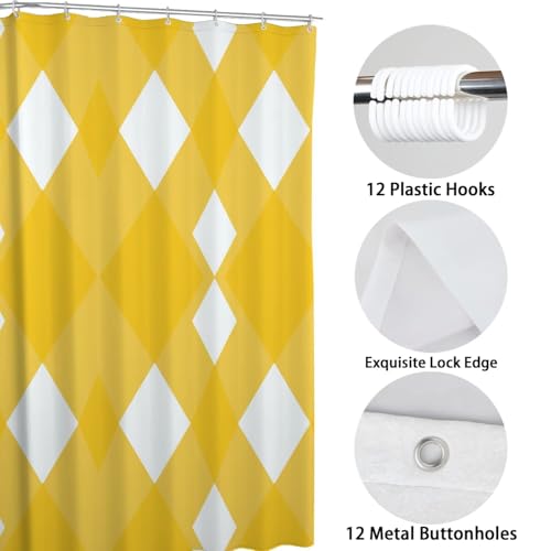 Rideau douche jaune 100x120 imperméable polyester rideau de douche - 4